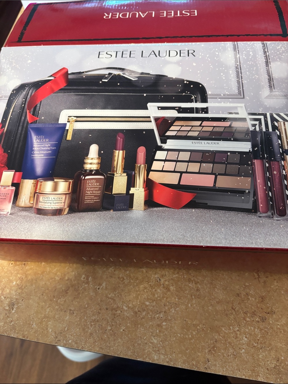 Estee Lauder Makeup Collection — Red, Black, Pink and Gold Accents